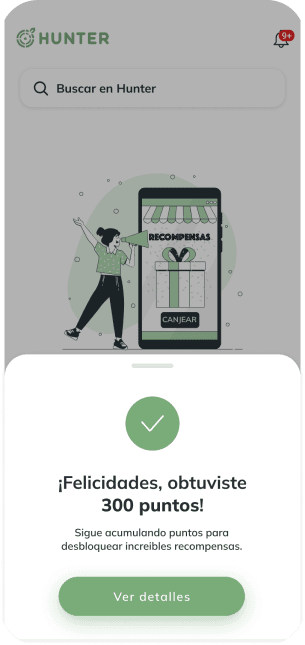 Telefono usando la aplicación Hunter